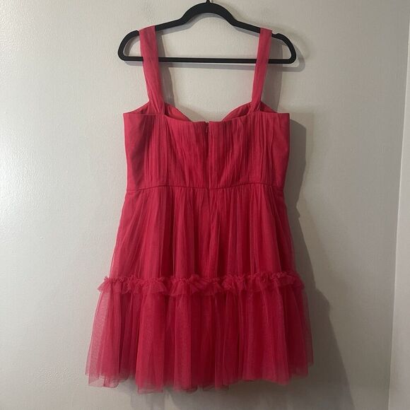 ML MONIQUE LHUILLIER  Azalea Tulle Mini Dress Size 12 Pink NEW Party Ruffle GNO - Picture 12 of 16